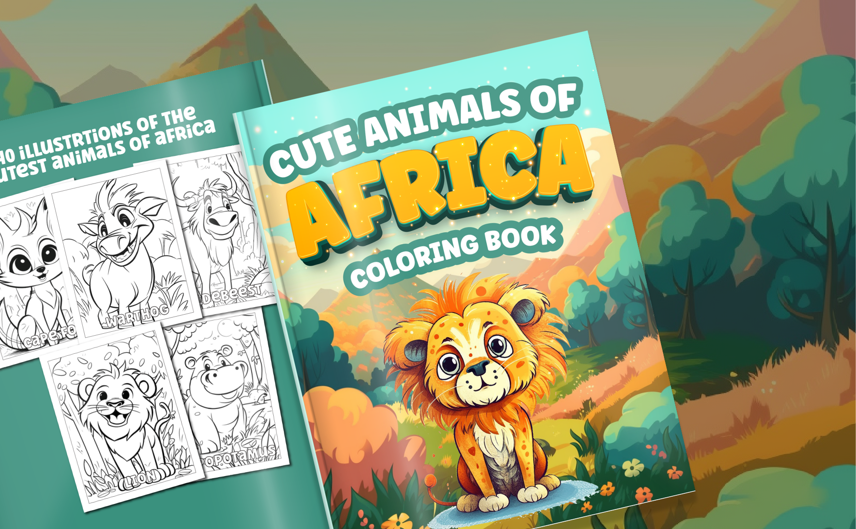 cute animals of africa coloring book